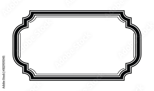A simple rectangular frame with rounded corners and a bold double-line border for labels or decorative purposes
