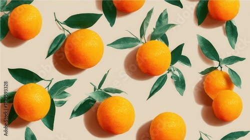 Fresh oranges leaves pattern