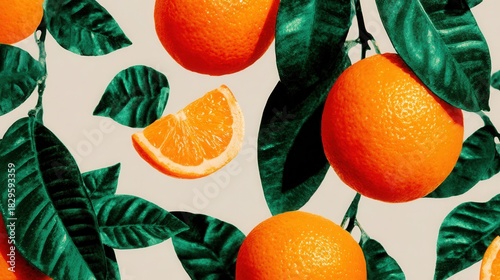 Oranges leaves pattern brings fresh citrus vibes