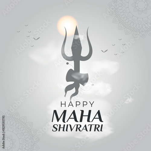 Maha Shivratri greeting banner. Hindu celebration poster for web. Vector illustration