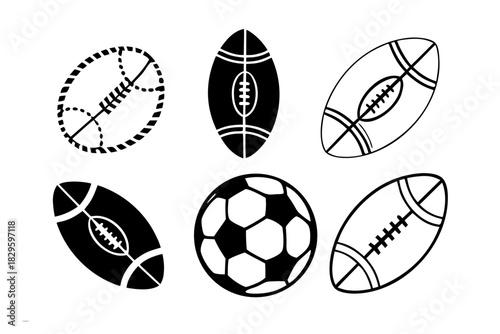 Football Icon Set | Multiple Styles Vector | Sports Ball Illustrations