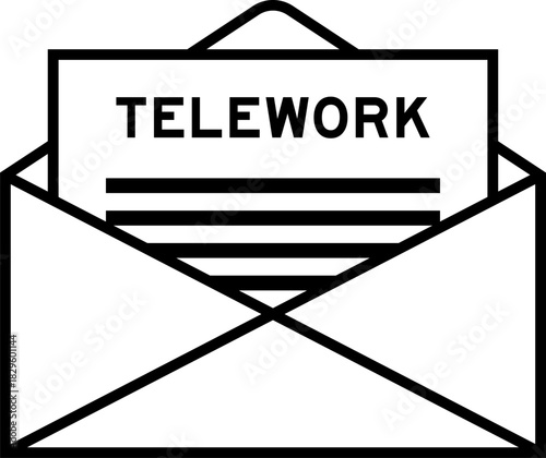 Envelope and letter sign with word telework as the headline