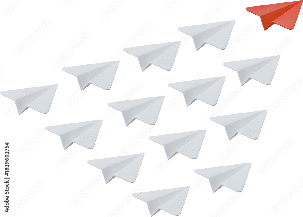 Fototapeta premium 3d paper airplane with clouds