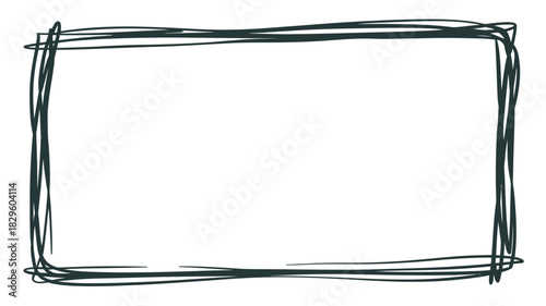 A simple black sketchy rectangle frame on a white background with visible rough line work and imperfections