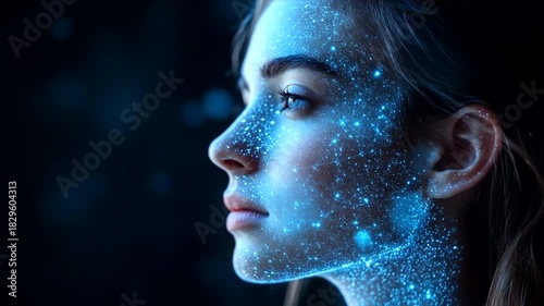Celestial beauty Womans face adorned with stars