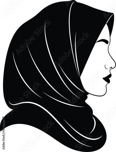 Hijab fashion muslim woman vector illustration islamic clothing style eps silhouette