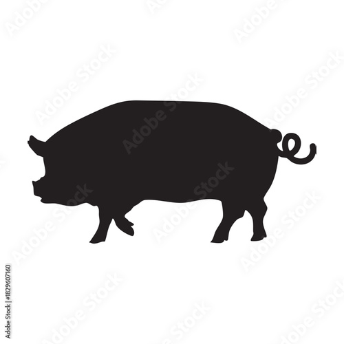 Walking Pig Silhouette Vector Icon