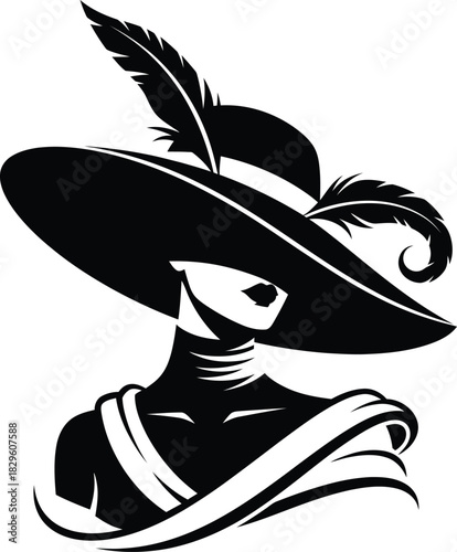 Elegant woman in hat vector illustration fashion design silhouette art eps