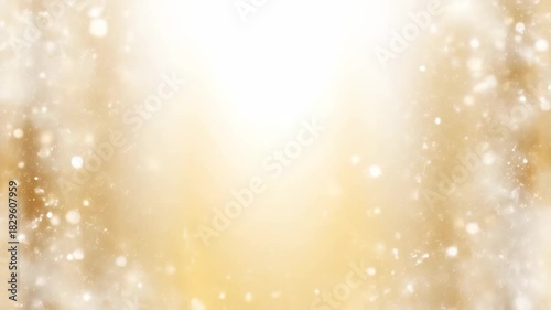 Shimmering gold particle dust and bright bokeh lights creating a magical and festive abstract background design