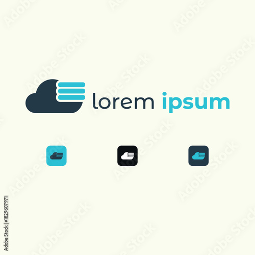 Cloud Storage & Digital Library Logo Vector