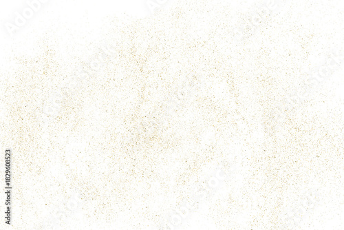 Gold dust glitter particles shimmering on white background, vector illustration