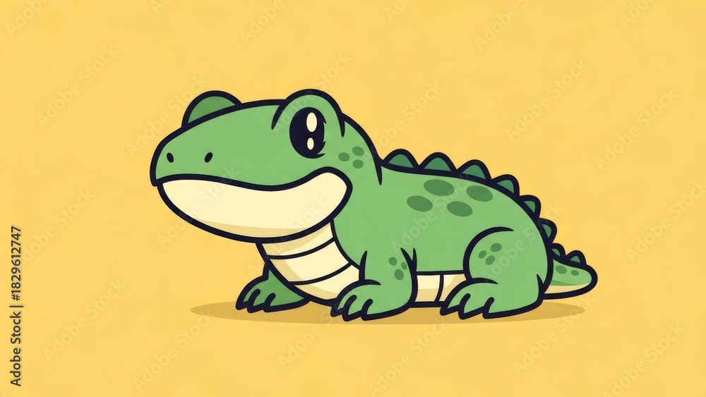 Fototapeta premium Playful cartoon crocodile with friendly expression and vibrant colors
