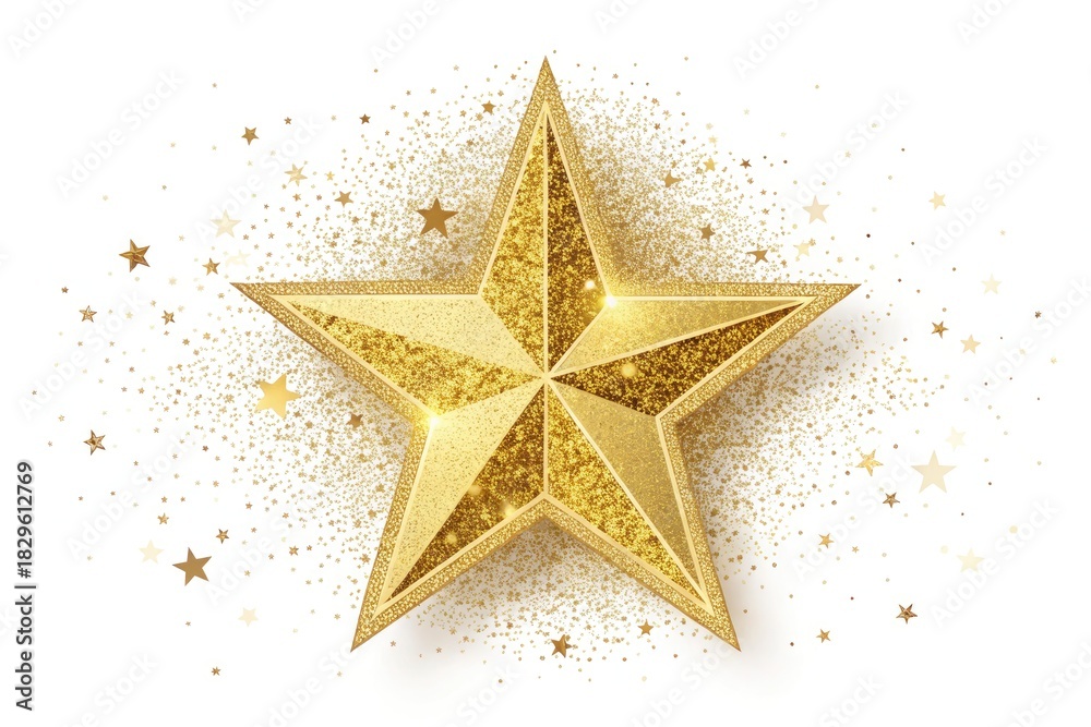 Obraz premium Shimmering Gold Star With Sparkling Effects and Glitter Details
