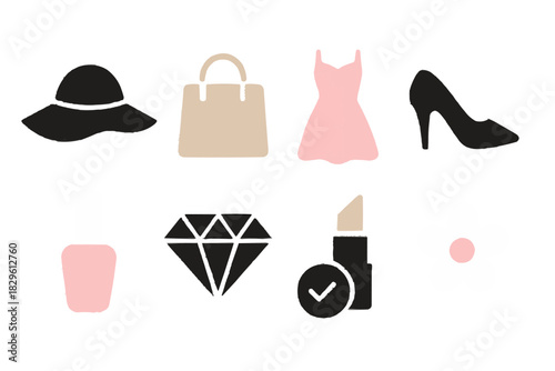 Fashion Icons – Solid Vector Set in Chic Neutrals & Soft Accents