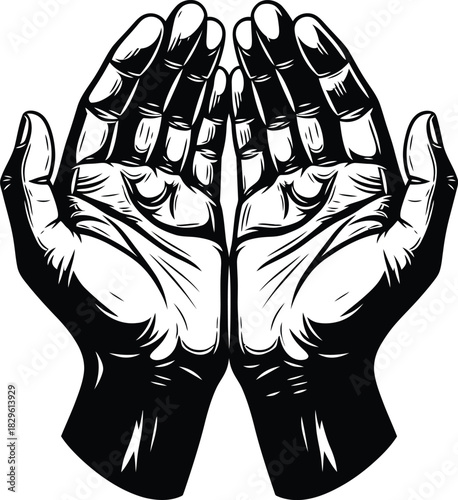 Open hands vector illustration design for charity and donation concept eps silhouette