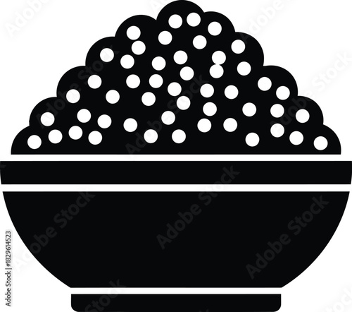 Isolated caviar bowl vector icon illustration black and white image eps silhouette