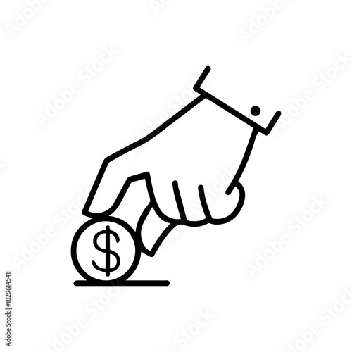 Hand Depositing Dollar Coin