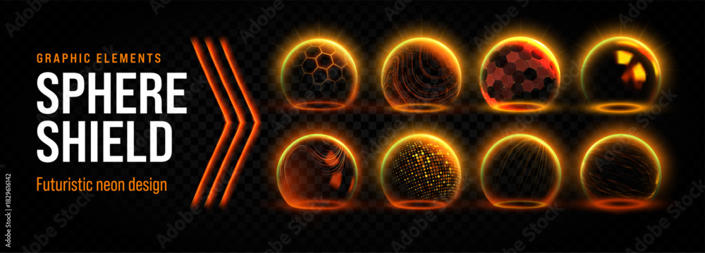 Fotografie Shield gold with 3d dome protect and glass