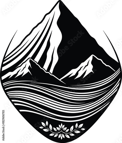 Mountain range peak vector illustration landscape nature adventure trip eps silhouette