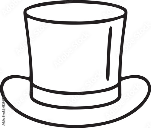 Classic top hat silhouette icon for formal events and magic shows isolated on transparent background