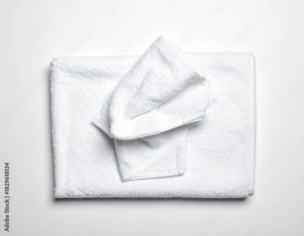 Obraz premium Folded white towels on a white surface