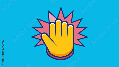 Cartoon hand slapping with impact icon on a blue background