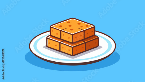 Two Blond Brownies Stacked on a White Plate