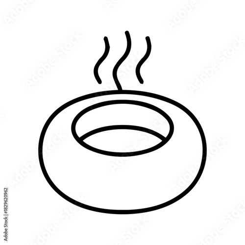 Steaming bowl line icon