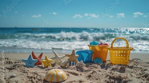 Color-Rich Coastal Layout Displaying Fun Kids’ Items for Seasonal Artwork