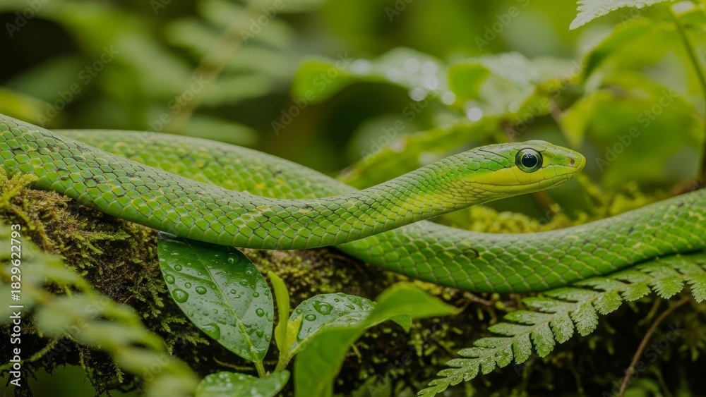 Obraz premium Macro Photography of a Snake Moving Through a Forest