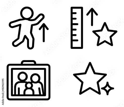 Growth potential and success icons on gradient background