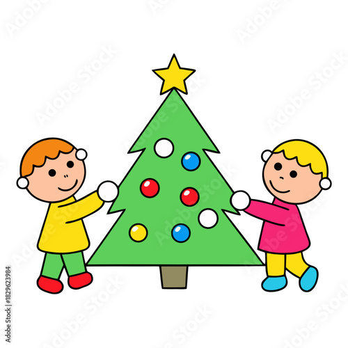 girl and christmas tree