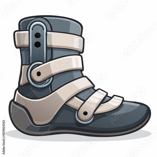 Ankle boot with straps and buckles