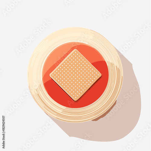 Bandage on a plate with red sauce