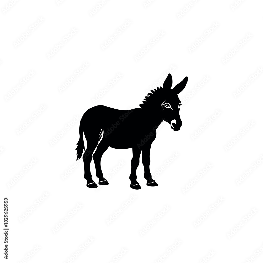 Fototapeta premium Minimalist black silhouette of a donkey standing gracefully perfect for farm or animal themed designs