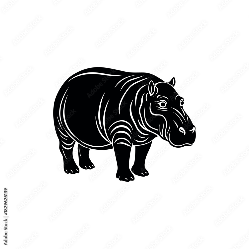 Fototapeta premium Stylized silhouette of a hippopotamus in a minimalist design perfect for wildlife or african themes