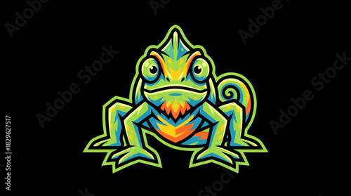 Vibrant Chameleon Illustration with Striking Colors and Unique Design