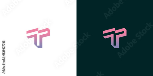 Modern Abstract Lettermark Logo Design - Gradient FP Monogram with Pink and Purple Hues
