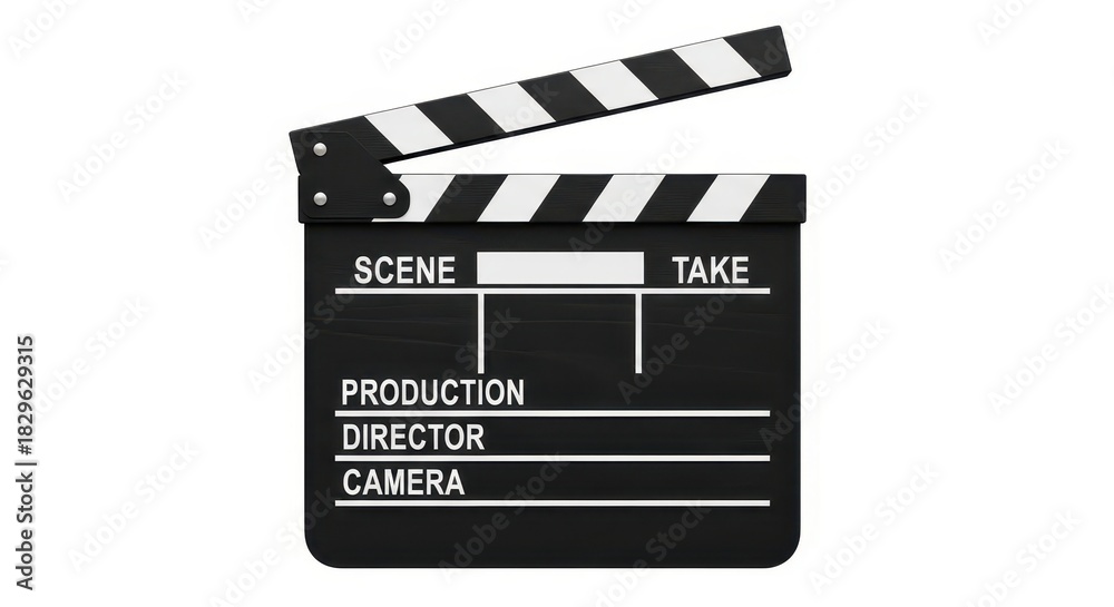 Fototapeta premium A cinematic clapperboard for film production symbolizing the creation of movies and television shows