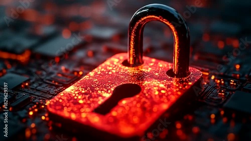 Fiery digital padlock safeguarding electronic circuit