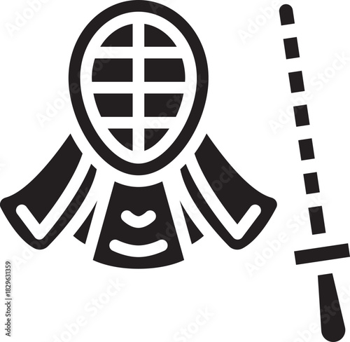 Kendo Uniform Sport Japanese. Minimalist Japanese martial arts icon ideal for sports logos, training materials, and cultural design projects.