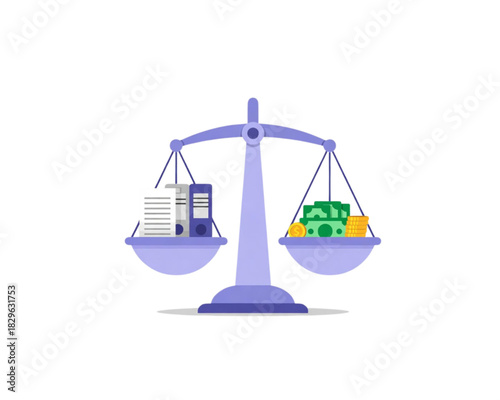 Financial Balance Weighing Documents and Money