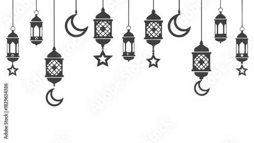 Silhouette lanterns stars and moons hanging decor
