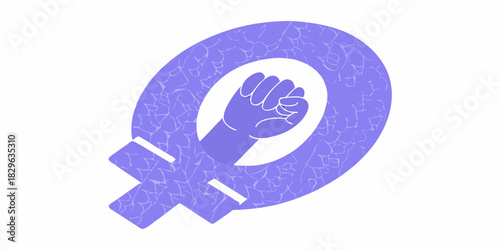 Feminist symbol with raised fist in lavender representing women s empowerment and gender equality
