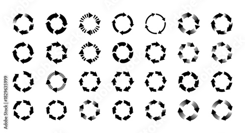 Collection of various circular patterns with black and white designs on a