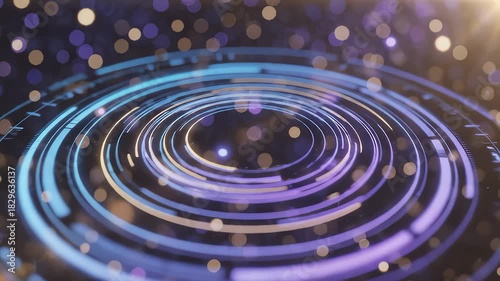 Abstract Circles Rotating With Bokeh Lights Background Animation