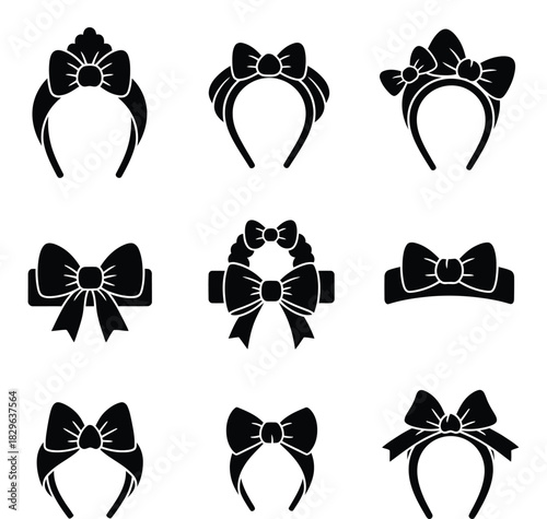 Collection of silhouette headbands with bows for stylish fashion accessories