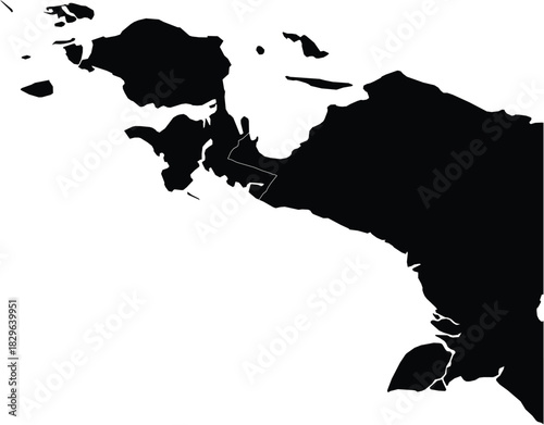 Map of Papua Region Island of Indonesia Isolated Silhouette Vector
