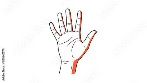 Simple line art illustration of a human hand with the thumb and right side highlighted in orange on a white background.