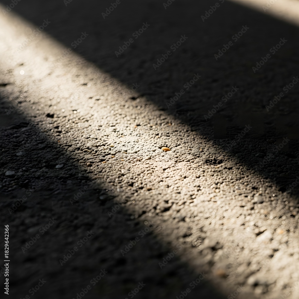 Obraz premium A dramatic shaft of sunlight cutting across a dark, textured concrete surface, creating high-contrast light and shadow